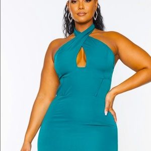 Plus size Emerald green Cross Front Maxi Dress